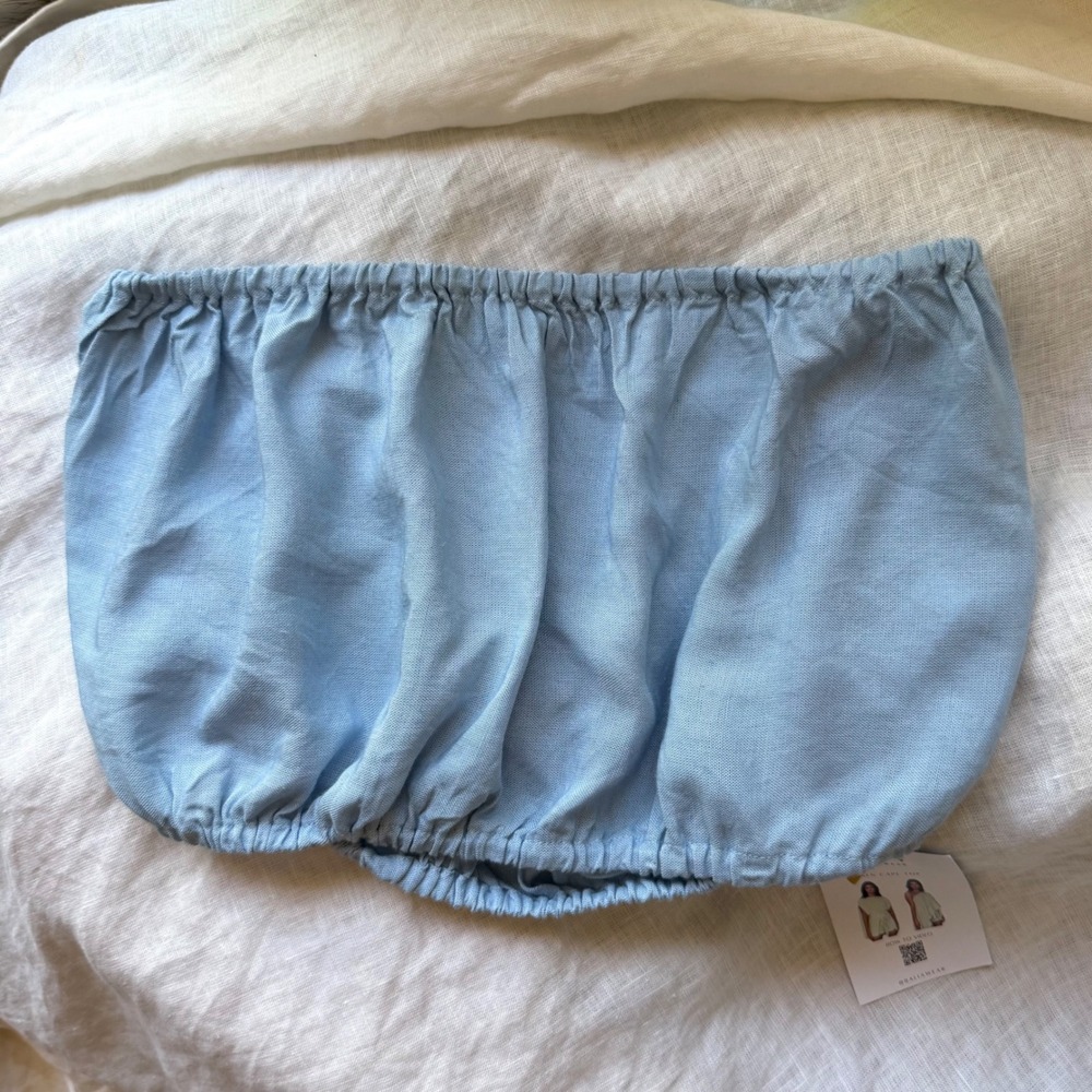NWT BALIAWEAR baby dusty blue line blend strapless cropped top